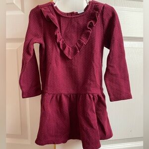 Janie And Jack Ruffle Maroon Holiday Dress Long Sleeve Size 3T